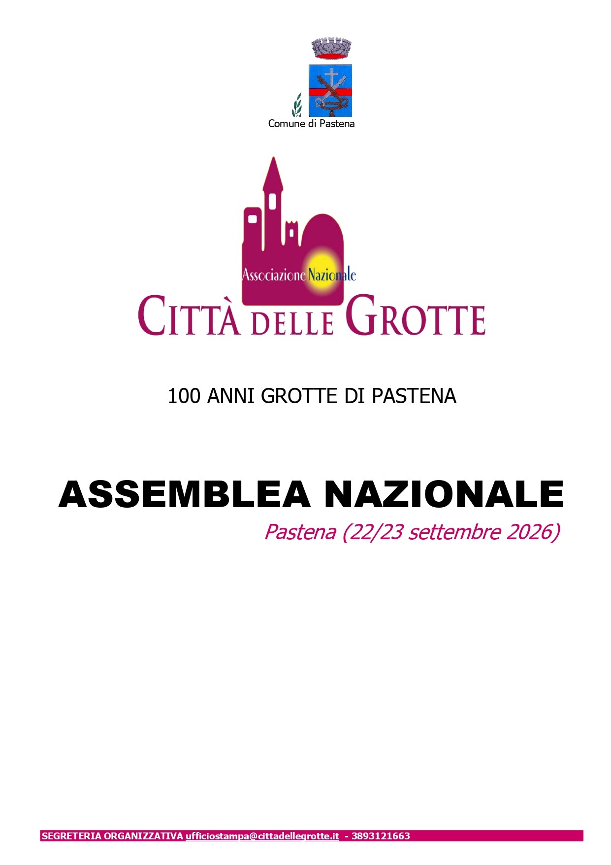 Assemblea nazionale Citt&agrave; delle Grotte - 22/23 settembre Pastena (FR)